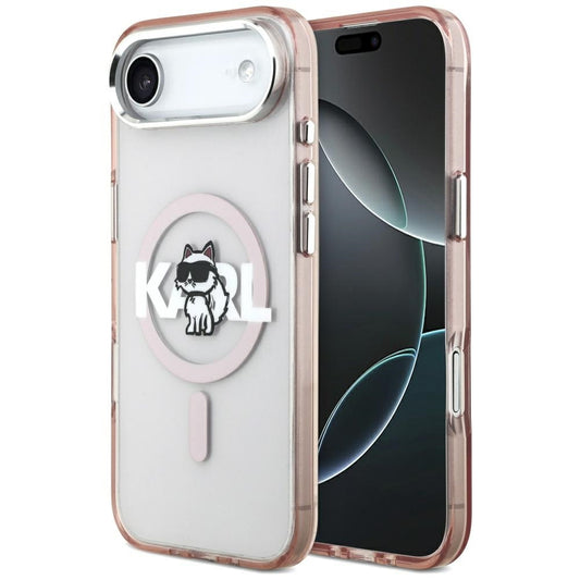 Калъф MagSafe за Apple iPhone 17 Air, Karl Lagerfeld, IML Sketch Logo Choupette, Розов