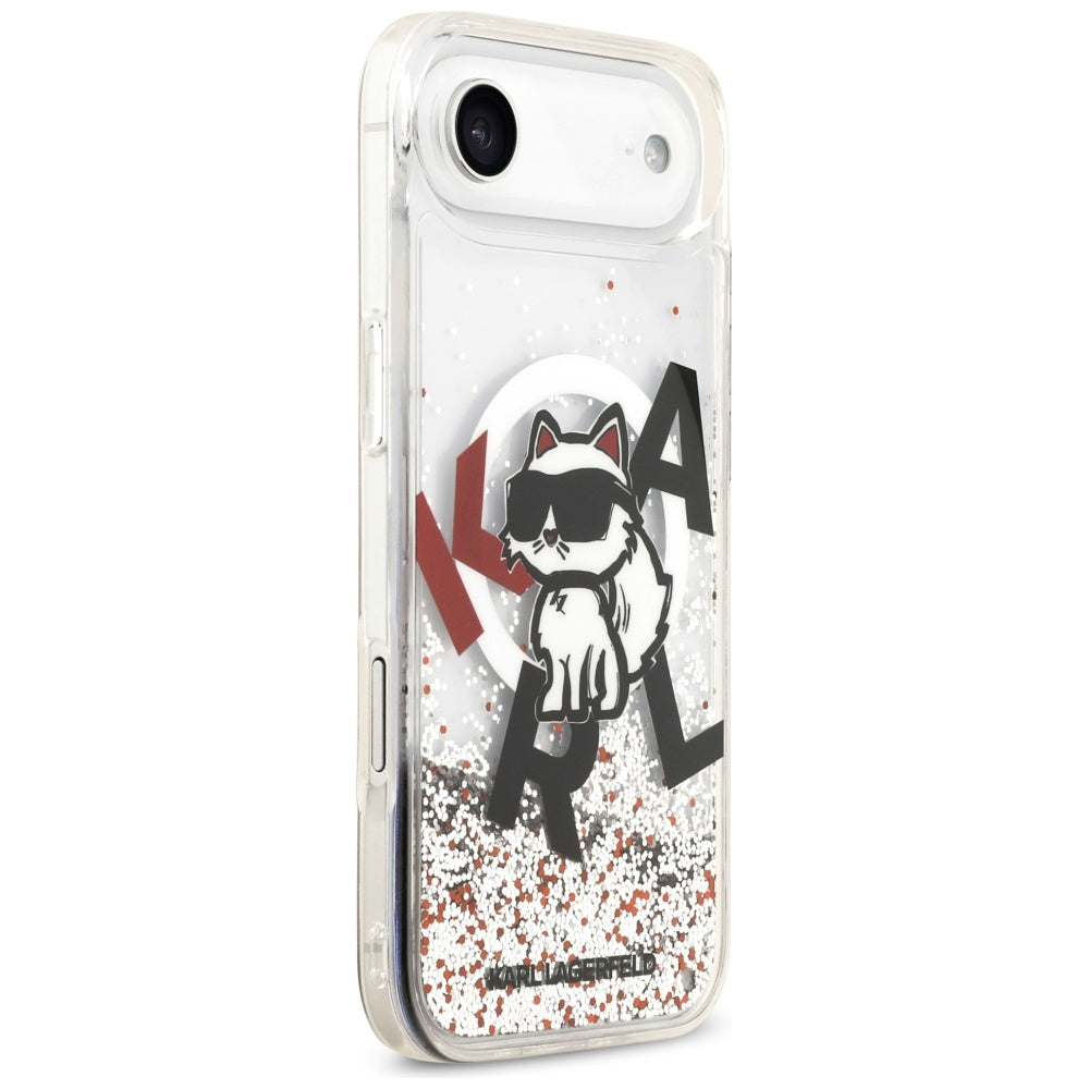 Husa MagSafe за Apple iPhone 17 Air, Karl Lagerfeld, Liquid Glitter Choupette Logo, Прозрачна