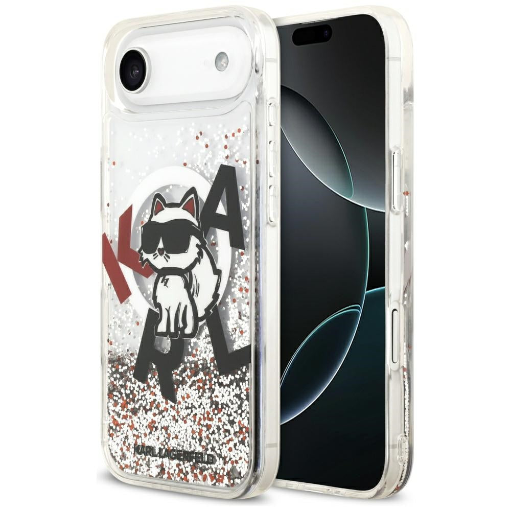 Husa MagSafe за Apple iPhone 17 Air, Karl Lagerfeld, Liquid Glitter Choupette Logo, Прозрачна