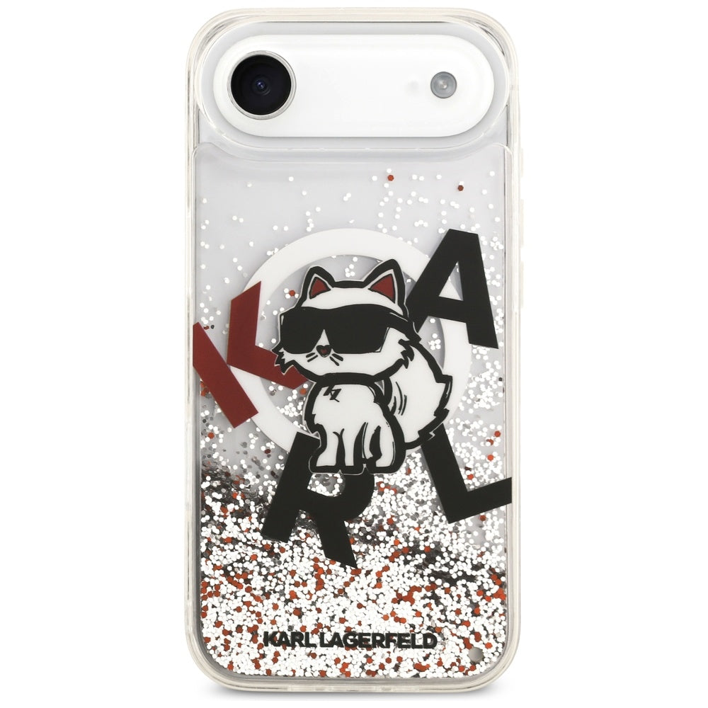 Husa MagSafe за Apple iPhone 17 Air, Karl Lagerfeld, Liquid Glitter Choupette Logo, Прозрачна