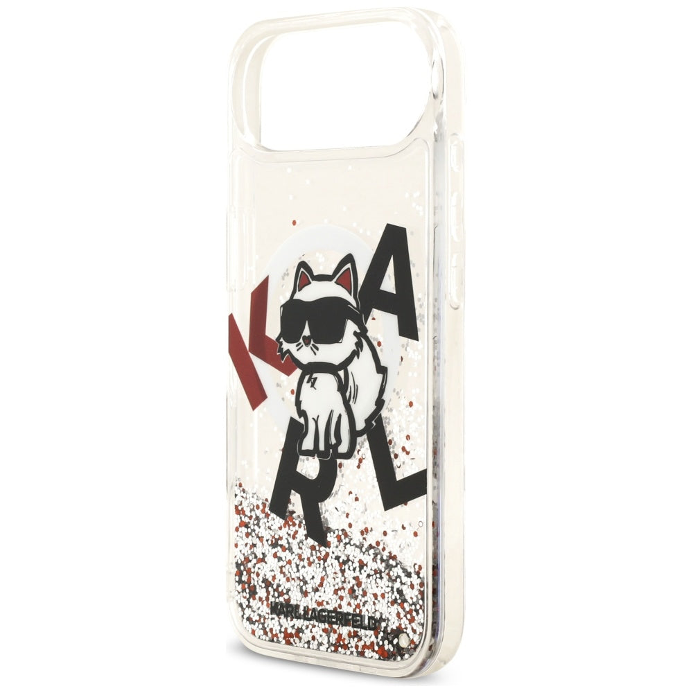 Husa MagSafe за Apple iPhone 17 Air, Karl Lagerfeld, Liquid Glitter Choupette Logo, Прозрачна