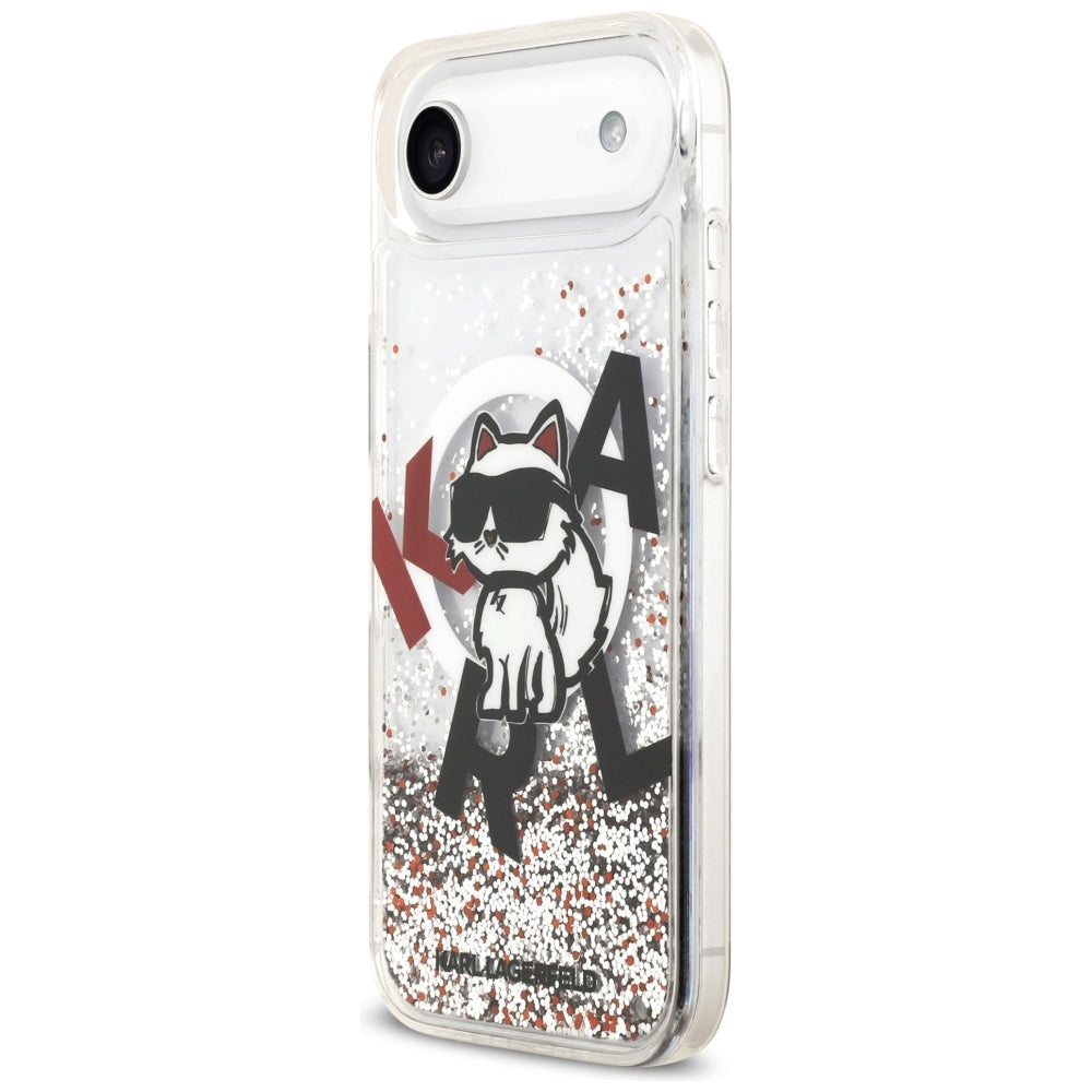 Husa MagSafe за Apple iPhone 17 Air, Karl Lagerfeld, Liquid Glitter Choupette Logo, Прозрачна