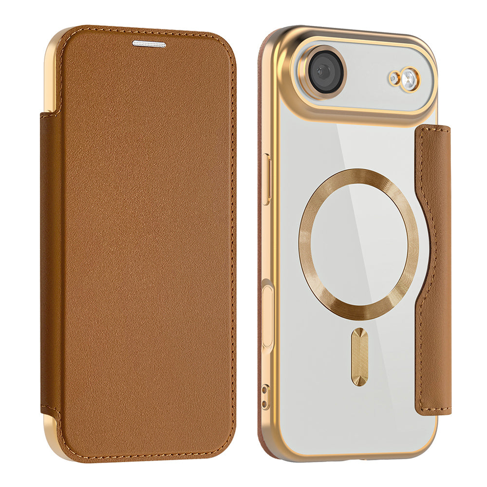 Калъф MagSafe за Apple iPhone 17 Air, Techsuit, SmartMag Book, Кафяв