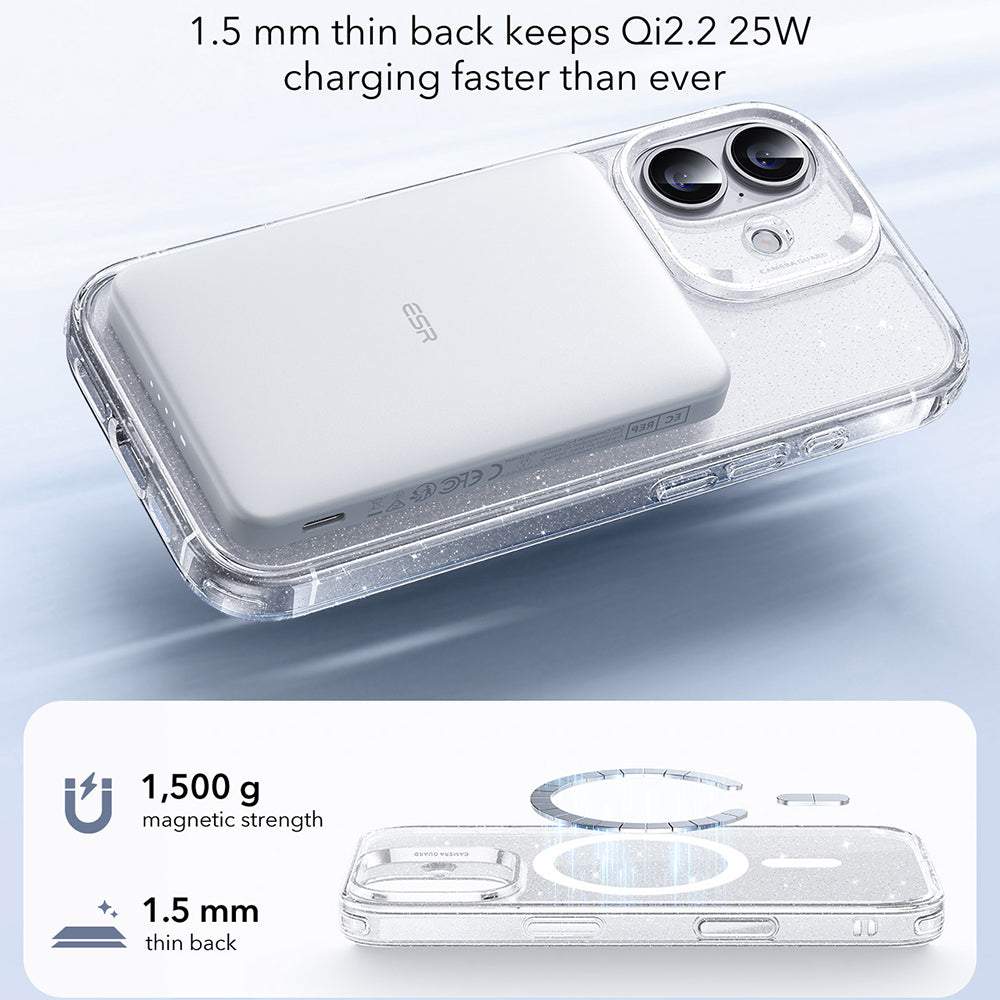 Калъф MagSafe за Apple iPhone 17, ESR, Classic Hybrid Shimmer, Прозрачен