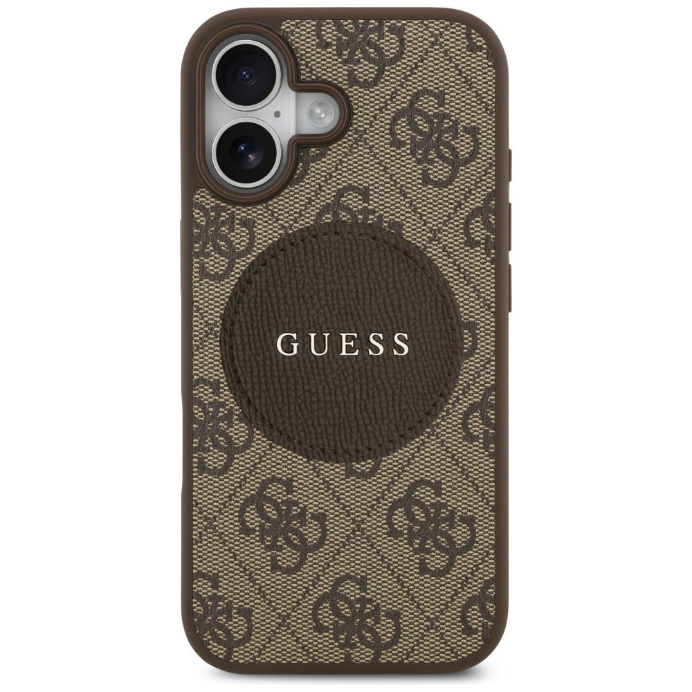 Калъф MagSafe за Apple iPhone 17, Guess, 4G Circle Classic Logo, Кафяв