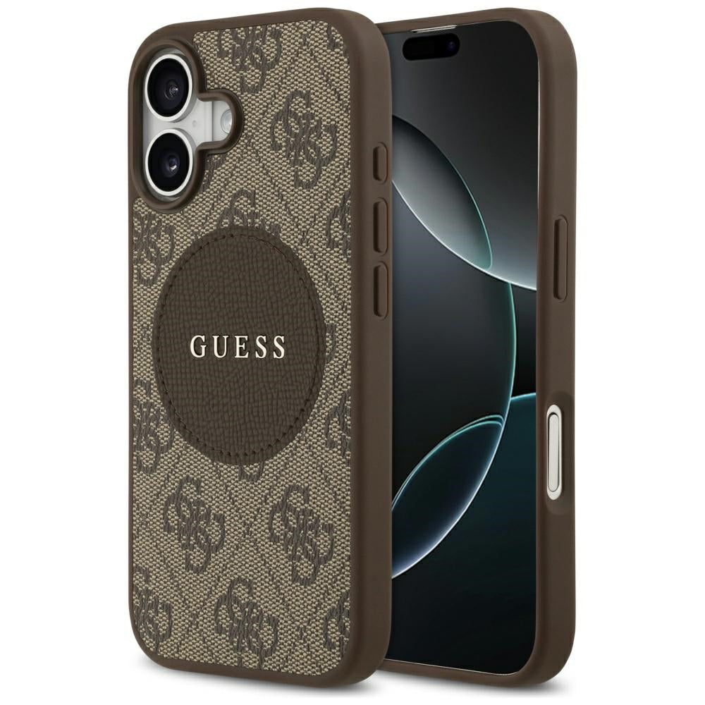 Калъф MagSafe за Apple iPhone 17, Guess, 4G Circle Classic Logo, Кафяв