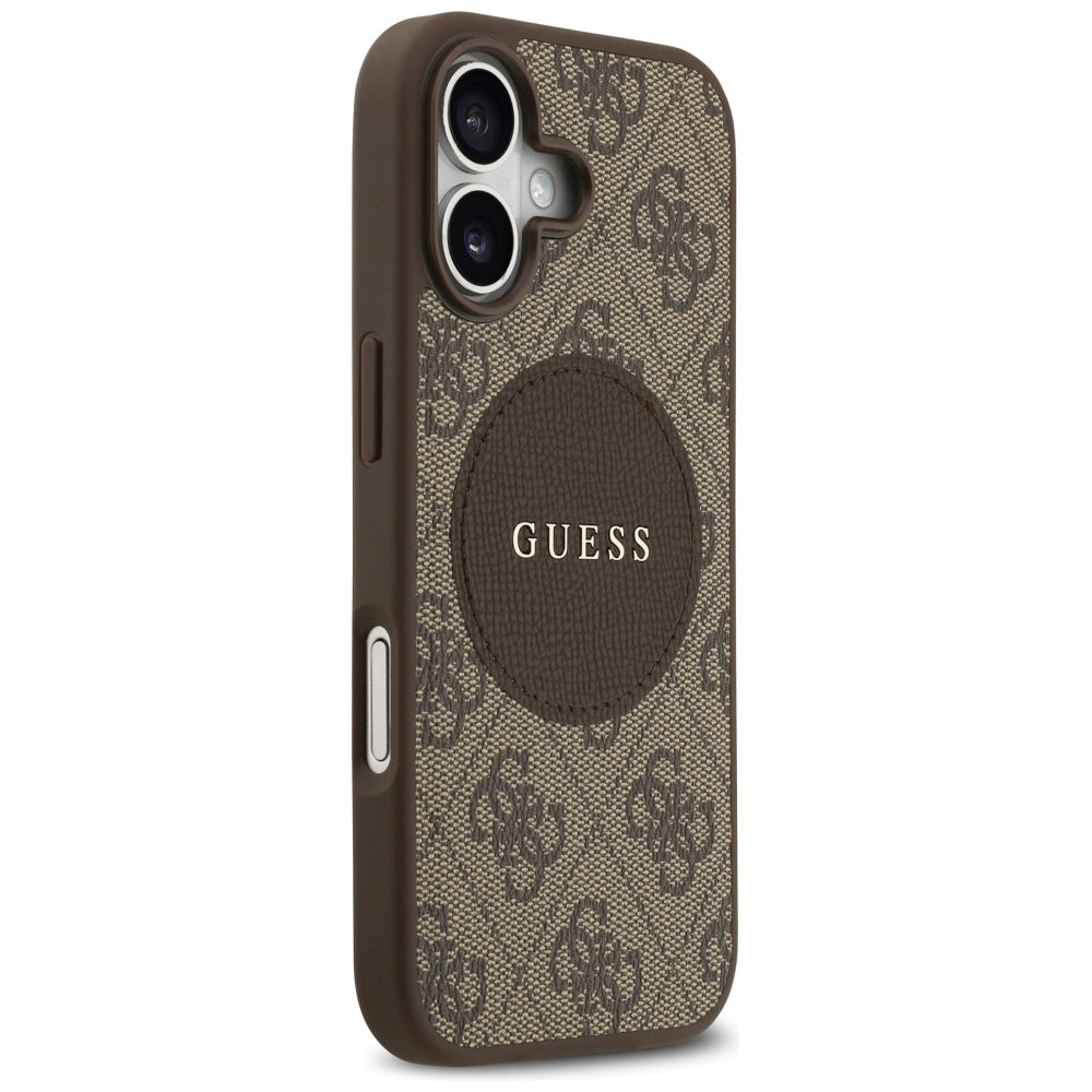 Калъф MagSafe за Apple iPhone 17, Guess, 4G Circle Classic Logo, Кафяв