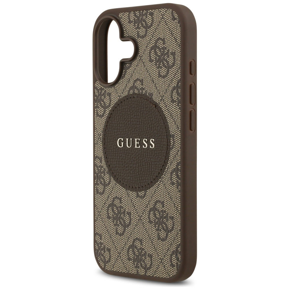Калъф MagSafe за Apple iPhone 17, Guess, 4G Circle Classic Logo, Кафяв