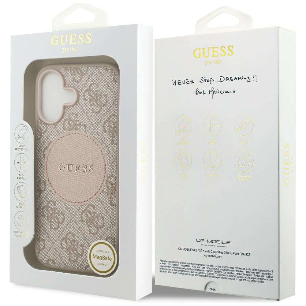 MagSafe Case for Apple iPhone 17, Guess, 4G Circle Classic Logo, Pink