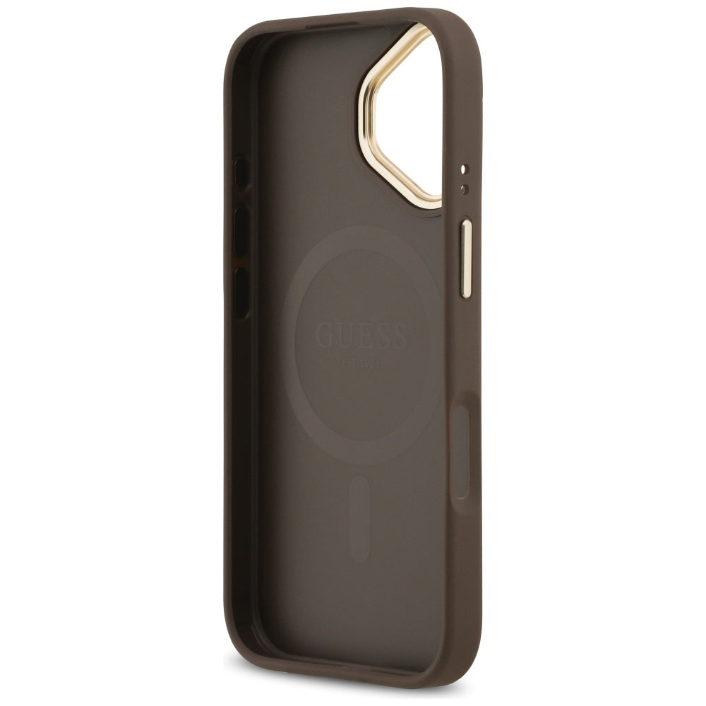 Калъф MagSafe за Apple iPhone 17, Guess, 4G Classic, Кафяв