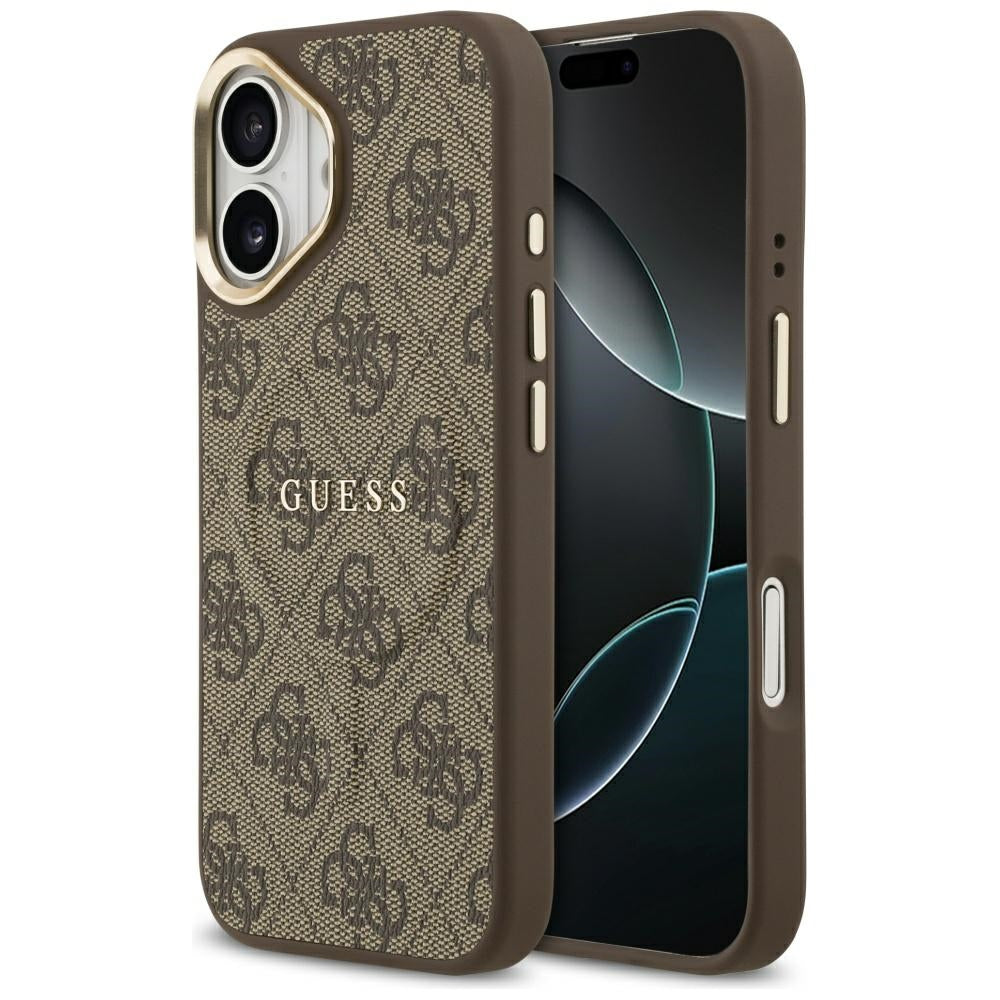 Калъф MagSafe за Apple iPhone 17, Guess, 4G Classic, Кафяв