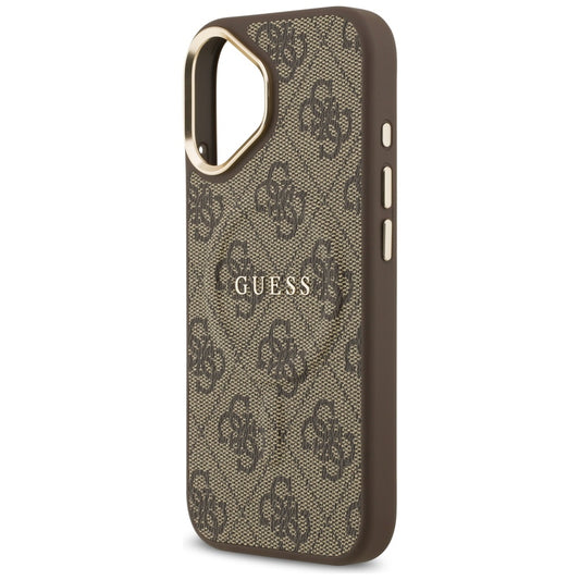 Калъф MagSafe за Apple iPhone 17, Guess, 4G Classic, Кафяв
