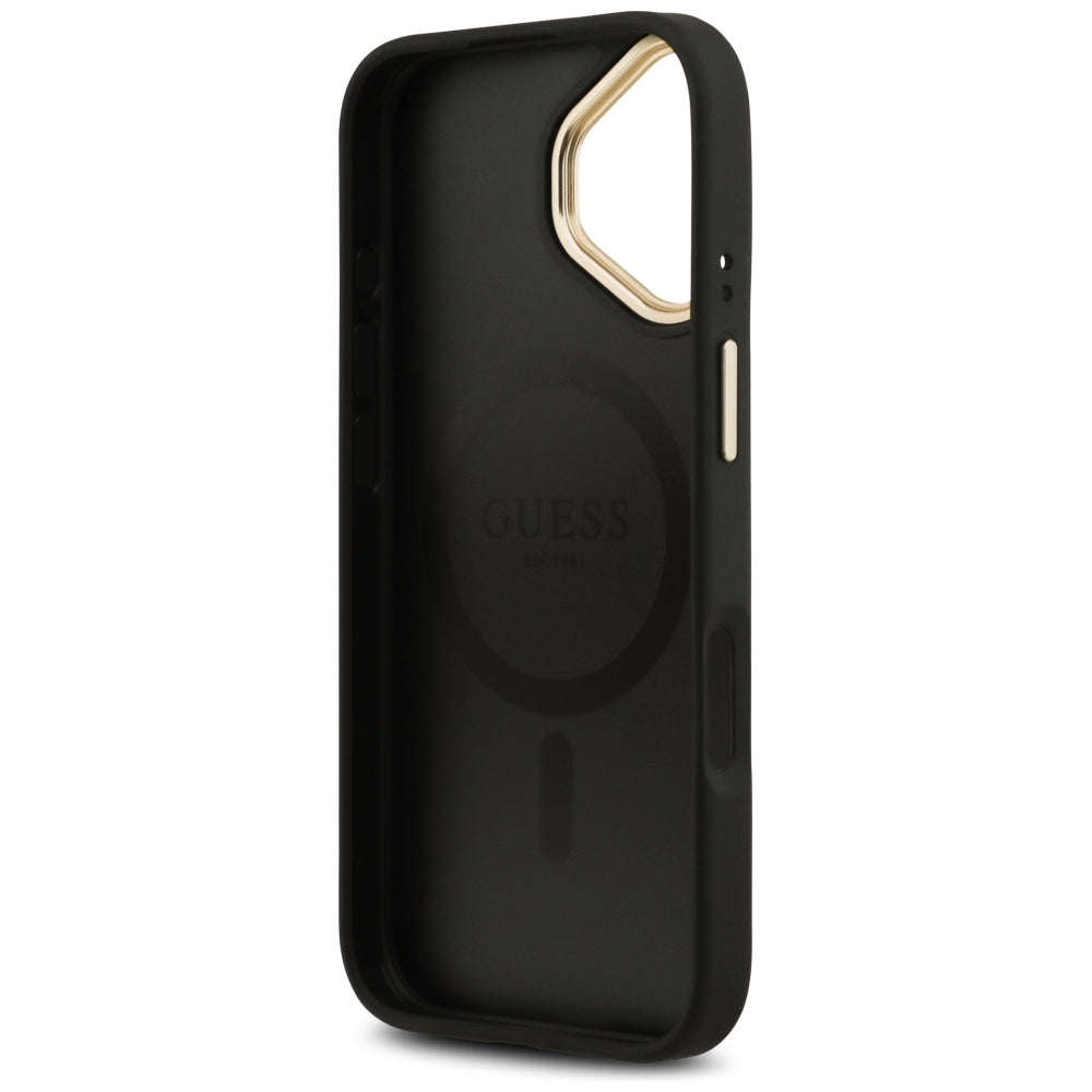 Калъф MagSafe за Apple iPhone 17, Guess, 4G Classic, Черен