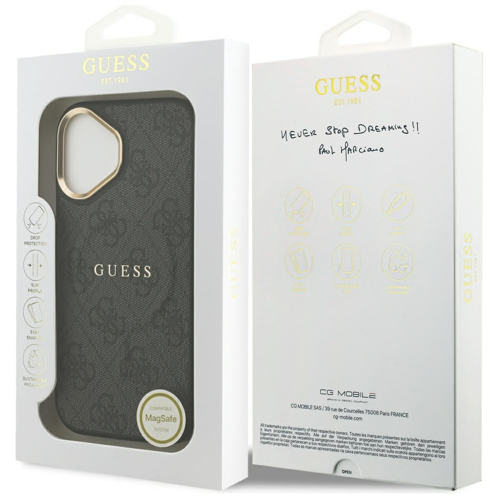Калъф MagSafe за Apple iPhone 17, Guess, 4G Classic, Черен