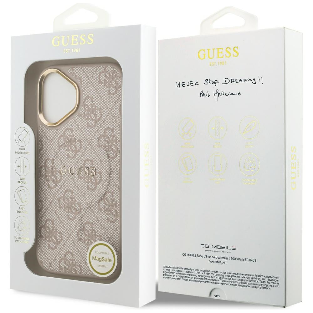 Калъф MagSafe за Apple iPhone 17, Guess, 4G Classic, Розов
