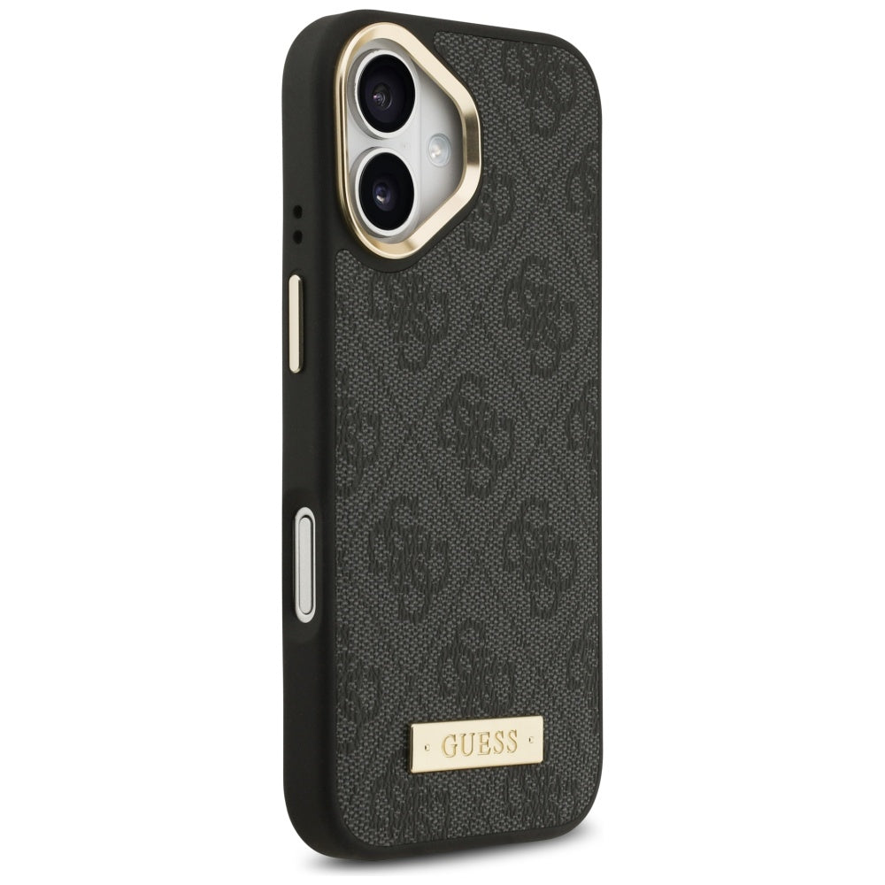 Калъф MagSafe за Apple iPhone 17, Guess, 4G Logo Plate, Черен