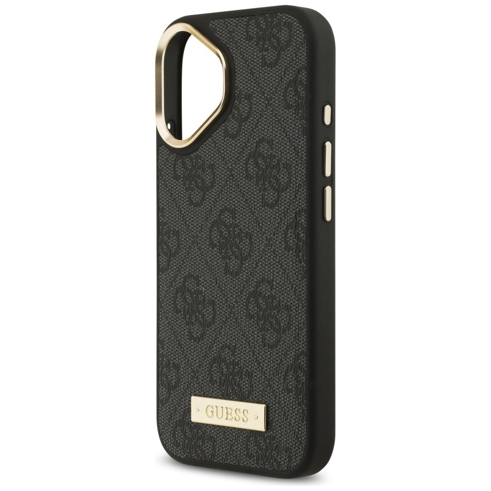 Калъф MagSafe за Apple iPhone 17, Guess, 4G Logo Plate, Черен