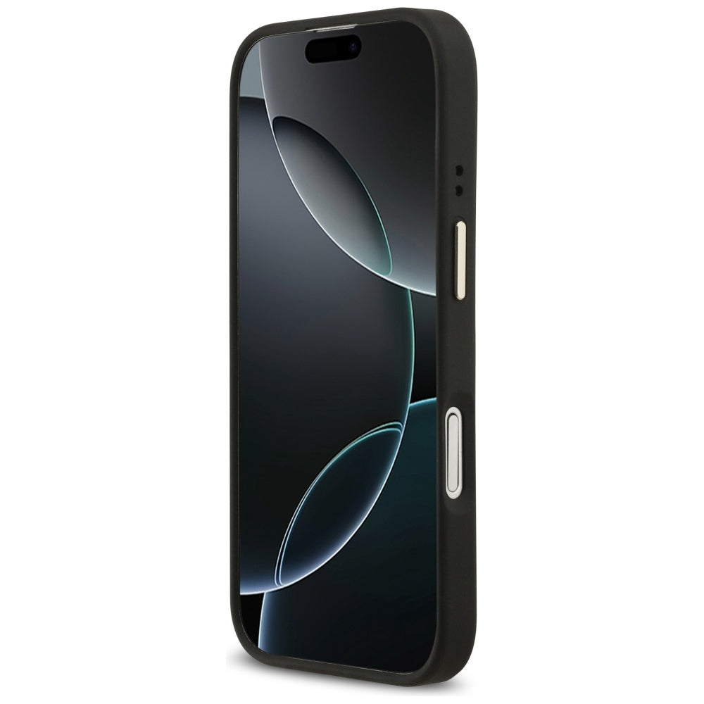 Калъф MagSafe за Apple iPhone 17, Guess, 4G Logo Plate, Черен