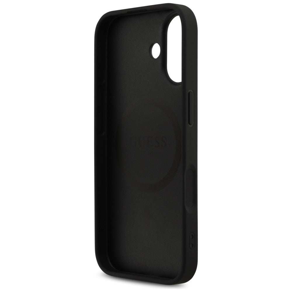 Калъф MagSafe за Apple iPhone 17, Guess, 4G Printed Stripes, Черен