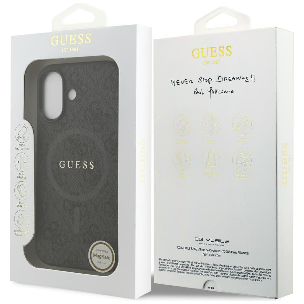 Калъф MagSafe за Apple iPhone 17, Guess, 4G Ring Classic Logo, Черен