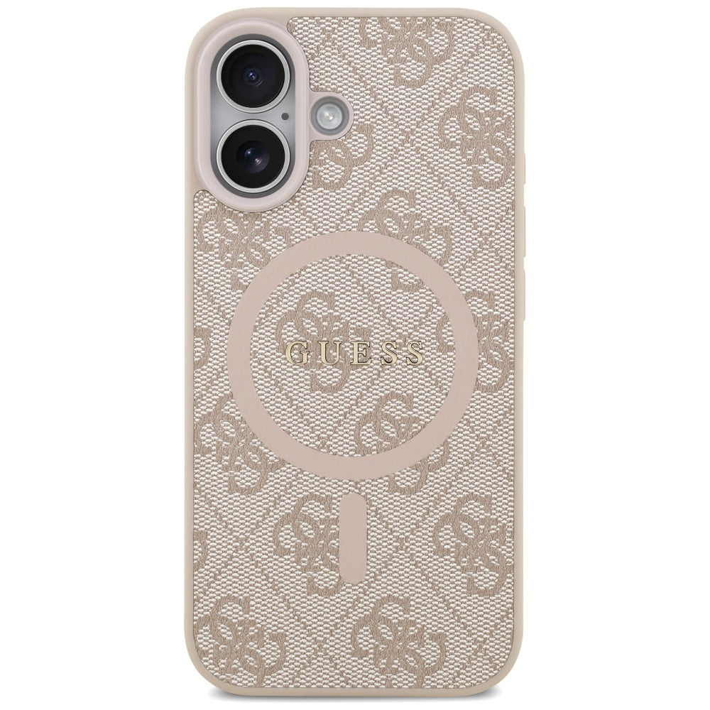 Калъф MagSafe за Apple iPhone 17, Guess, 4G Ring Classic Logo, Розов