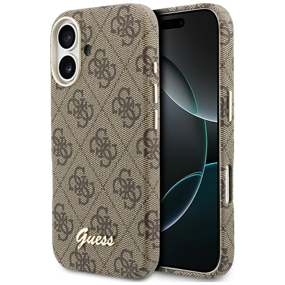 Калъф MagSafe за Apple iPhone 17, Guess, 4G Script Logo, Кафяв