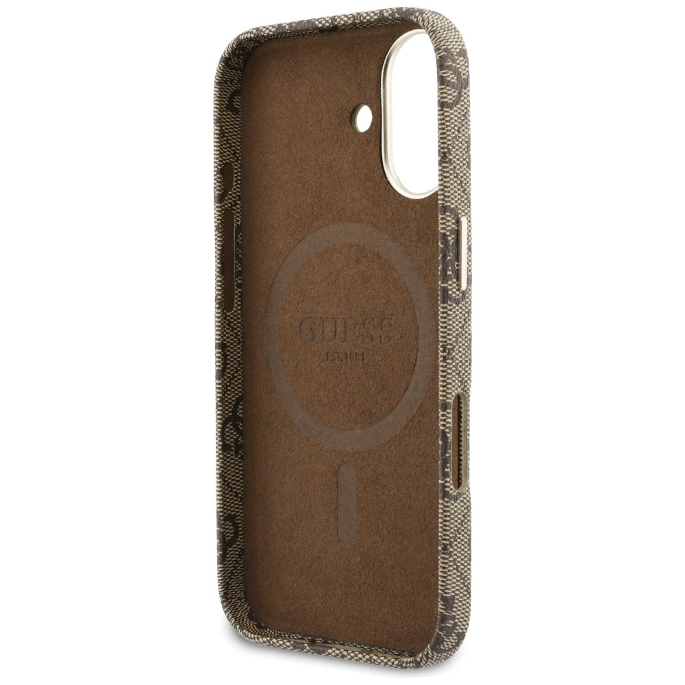 Калъф MagSafe за Apple iPhone 17, Guess, 4G Script Logo, Кафяв