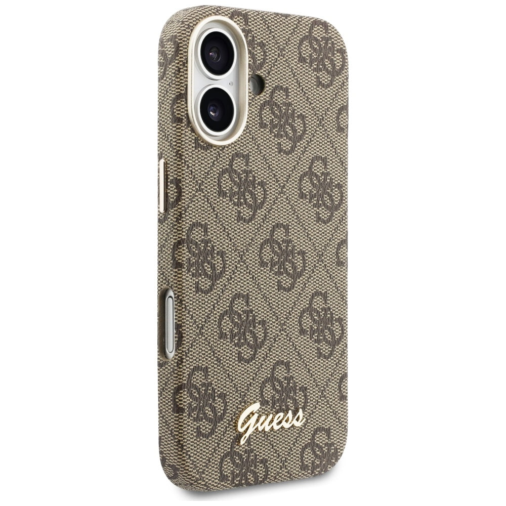 Калъф MagSafe за Apple iPhone 17, Guess, 4G Script Logo, Кафяв