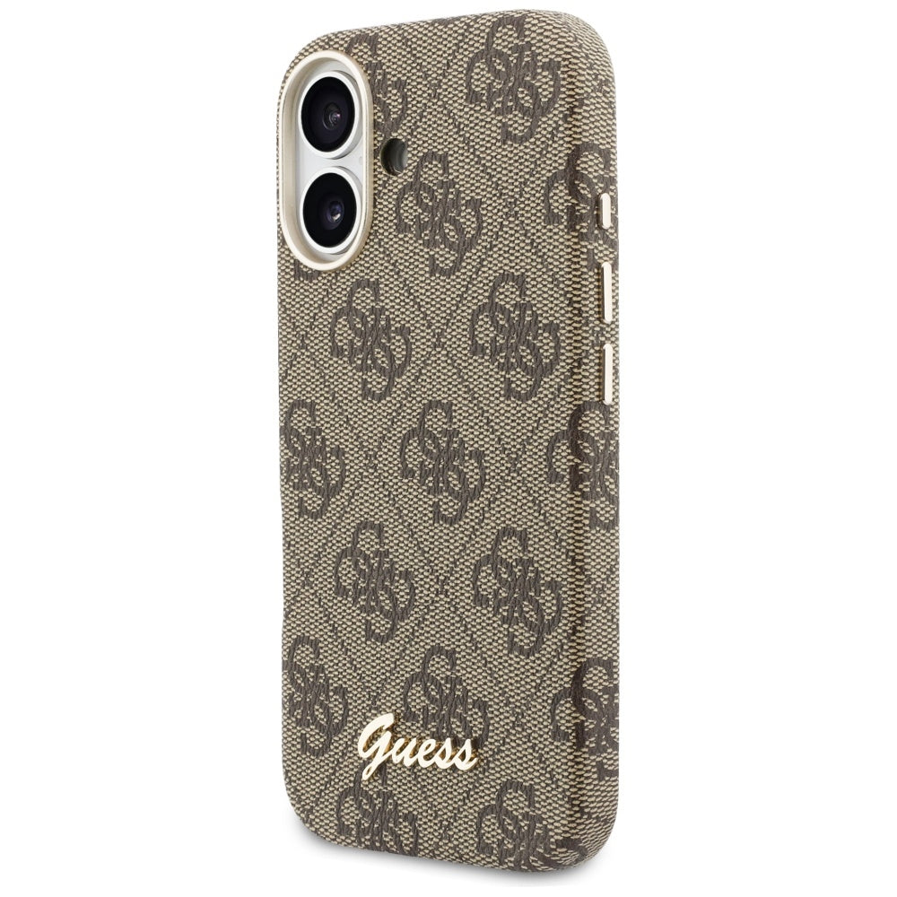 Калъф MagSafe за Apple iPhone 17, Guess, 4G Script Logo, Кафяв