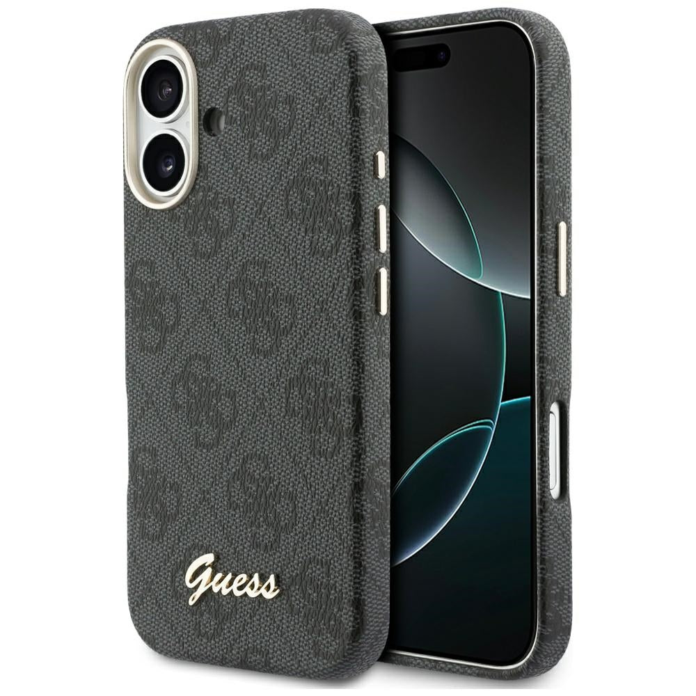Калъф MagSafe за Apple iPhone 17, Guess, 4G Script Logo, Черен