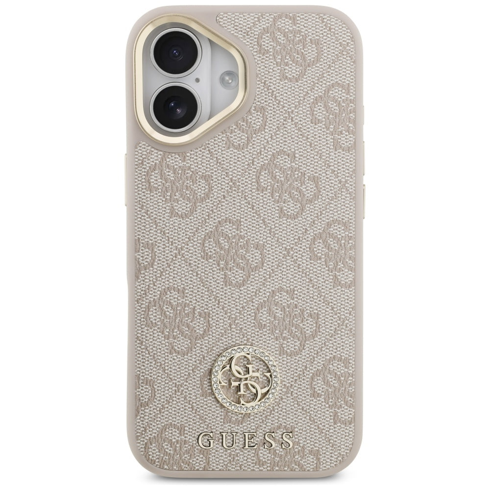 Калъф MagSafe за Apple iPhone 17, Guess, 4G Strass Logo, Розов