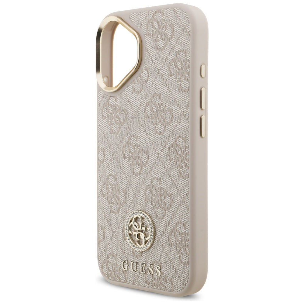 Калъф MagSafe за Apple iPhone 17, Guess, 4G Strass Logo, Розов