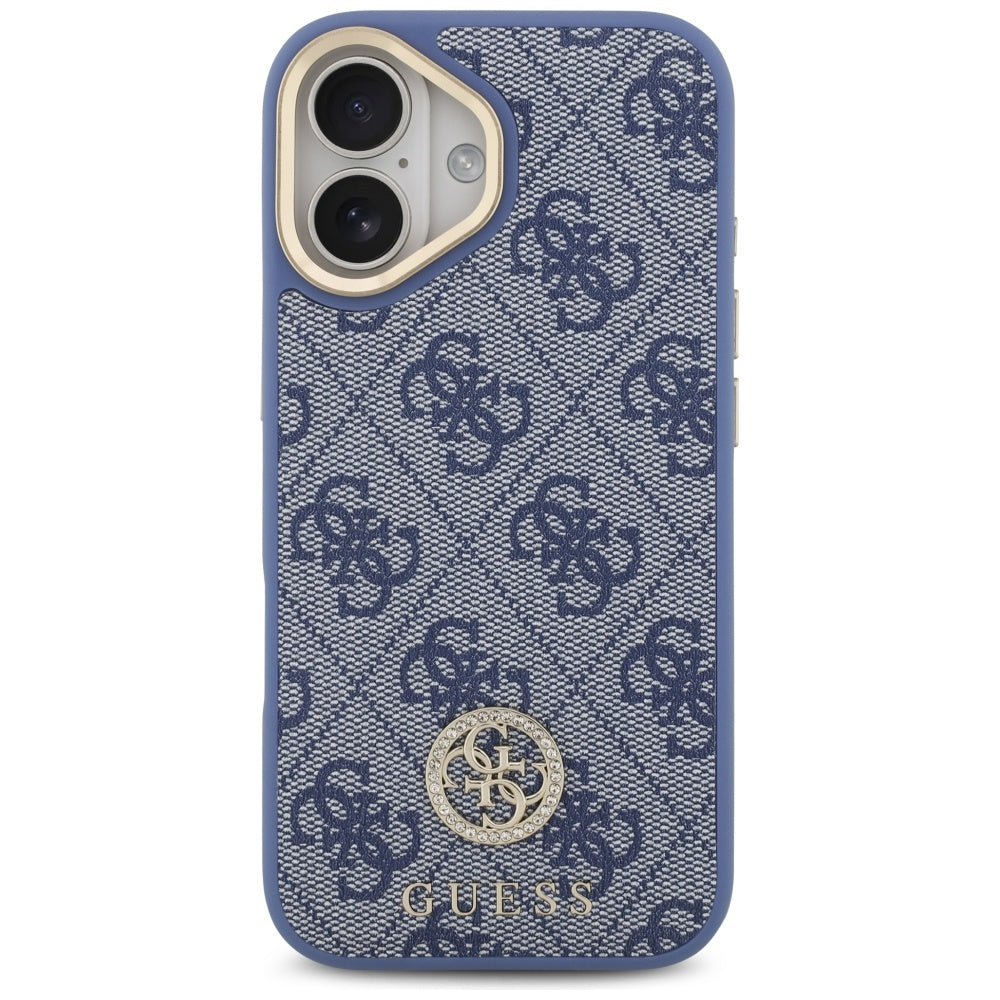 Калъф MagSafe за Apple iPhone 17, Guess, 4G Strass Logo with Big Strap, Син
