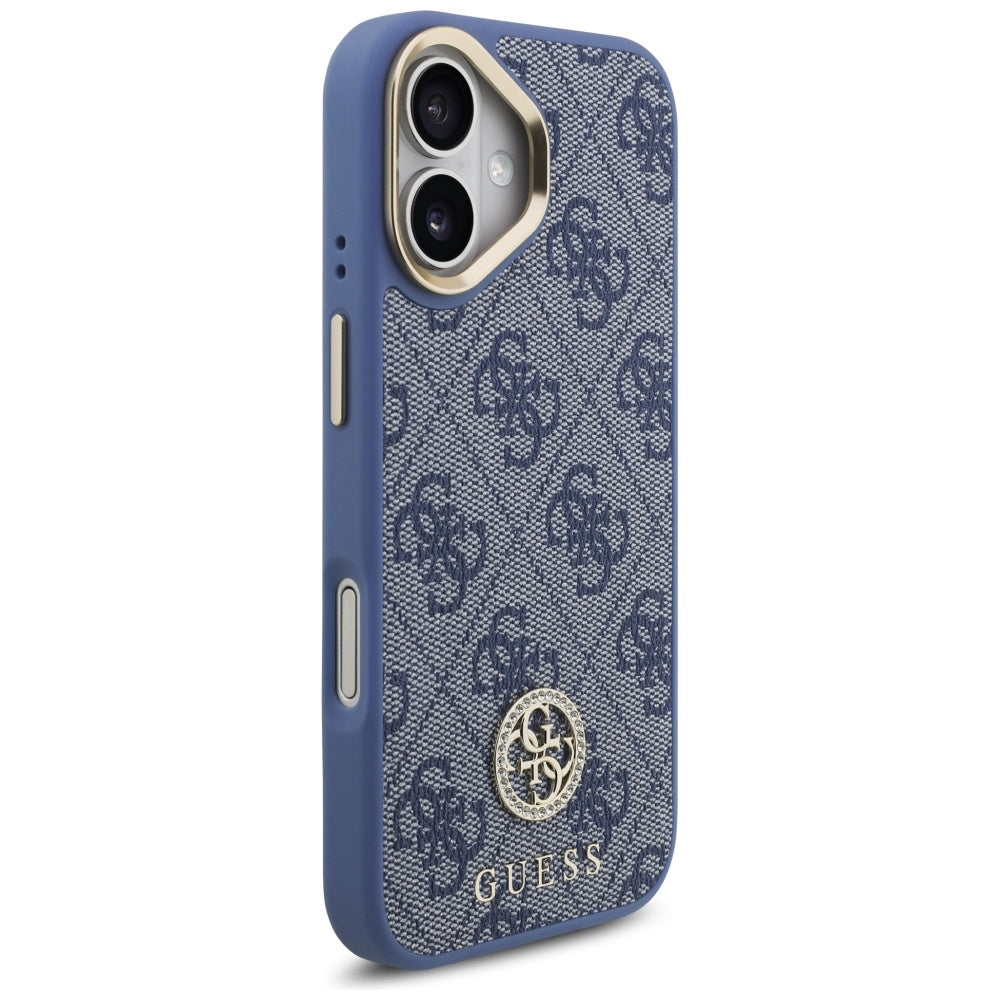 Калъф MagSafe за Apple iPhone 17, Guess, 4G Strass Logo with Big Strap, Син