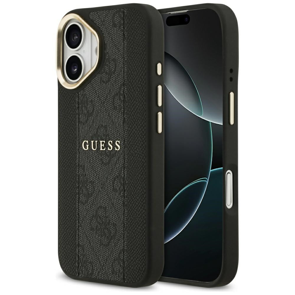 Калъф MagSafe за Apple iPhone 17, Guess, 4G Stripe, Черен