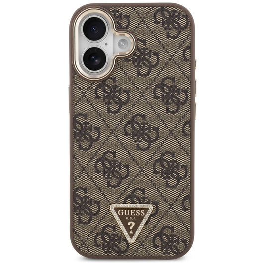 Калъф MagSafe за Apple iPhone 17, Guess, 4G Triangle Logo, Златисто-кафяв