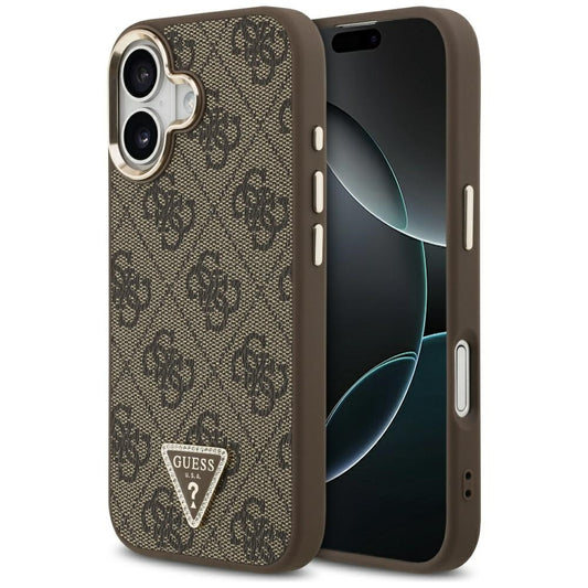 Калъф MagSafe за Apple iPhone 17, Guess, 4G Triangle Logo, Златисто-кафяв
