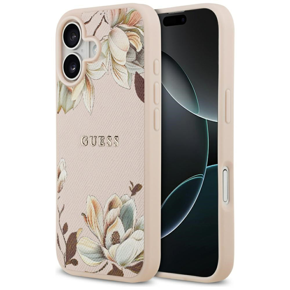 Калъф MagSafe за Apple iPhone 17, Guess, Grained Flowers, Розов