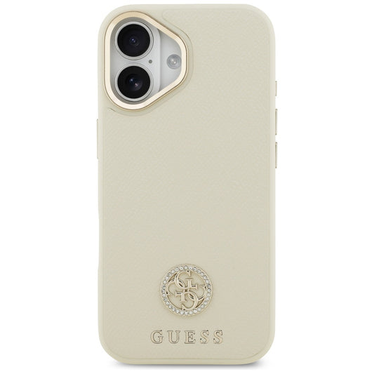 Калъф MagSafe за Apple iPhone 17, Guess, Grained Strass Logo, Бежов