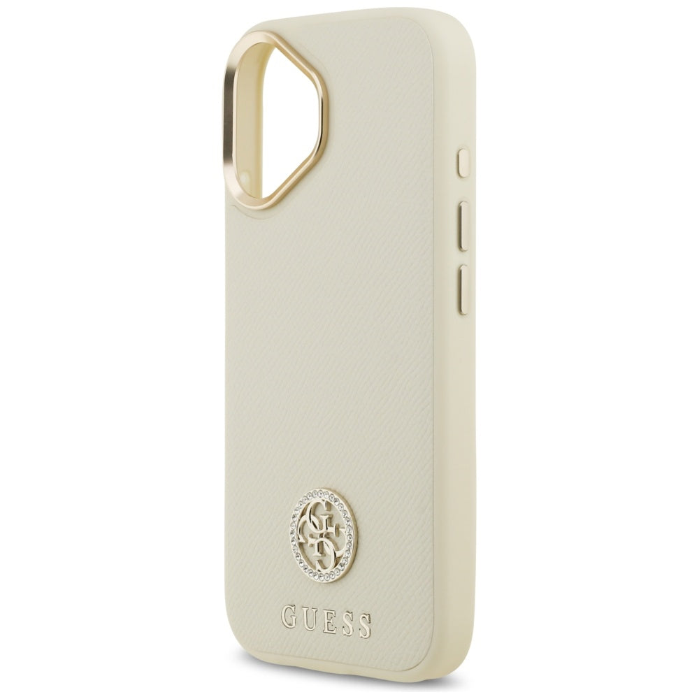 Калъф MagSafe за Apple iPhone 17, Guess, Grained Strass Logo, Бежов