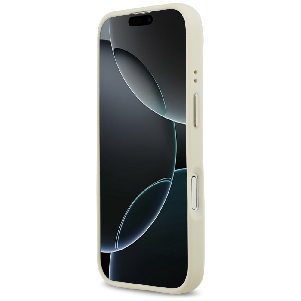 Калъф MagSafe за Apple iPhone 17, Guess, Grained Strass Logo, Бежов