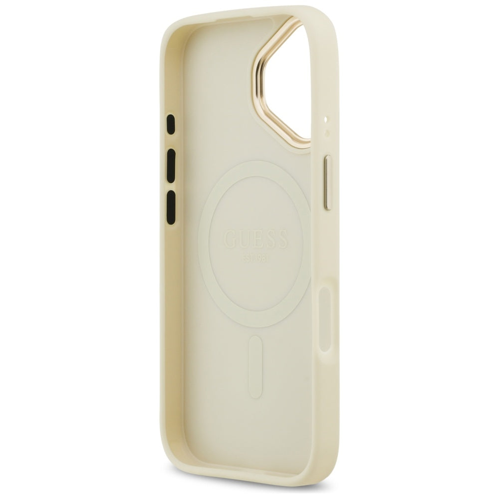 Калъф MagSafe за Apple iPhone 17, Guess, Grained Strass Logo, Бежов
