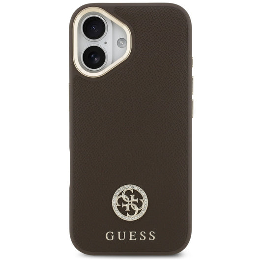 Калъф MagSafe за Apple iPhone 17, Guess, Grained Strass Logo, Кафяв