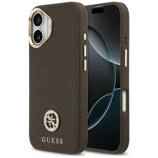 Калъф MagSafe за Apple iPhone 17, Guess, Grained Strass Logo, Кафяв