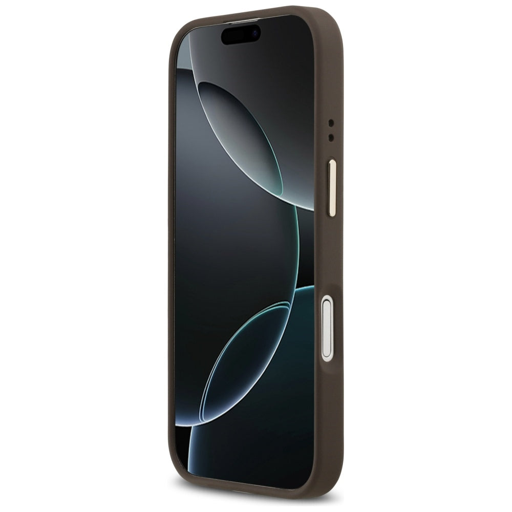 Калъф MagSafe за Apple iPhone 17, Guess, Grained Strass Logo, Кафяв