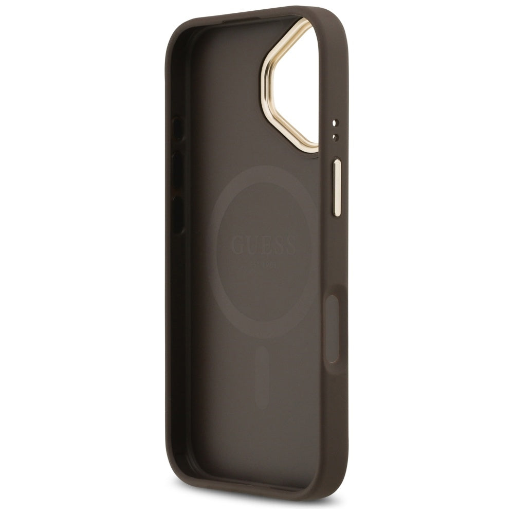 Калъф MagSafe за Apple iPhone 17, Guess, Grained Strass Logo, Кафяв