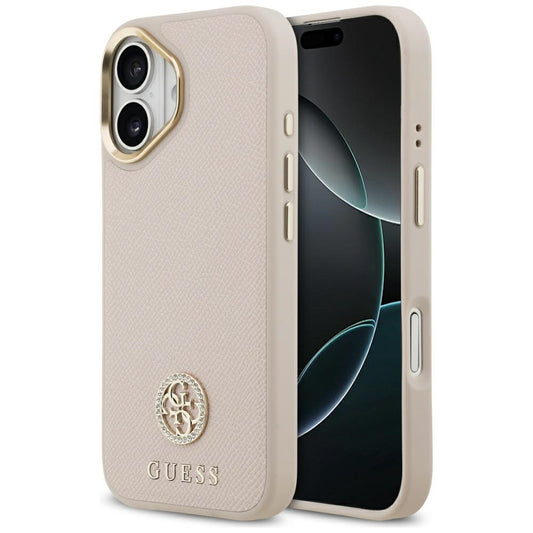 Калъф MagSafe за Apple iPhone 17, Guess, Grained Strass Logo, Розов