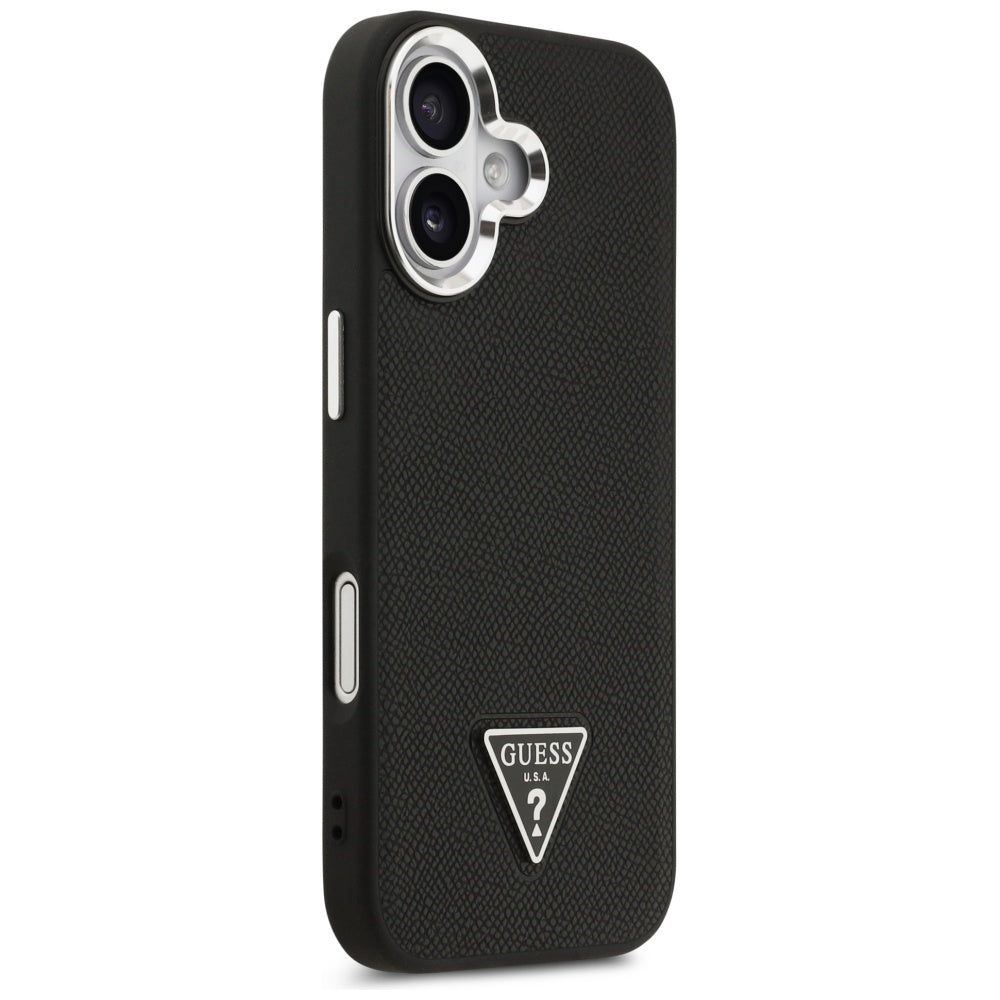 Калъф MagSafe за Apple iPhone 17, Guess, Grained Triangle Logo, Черен