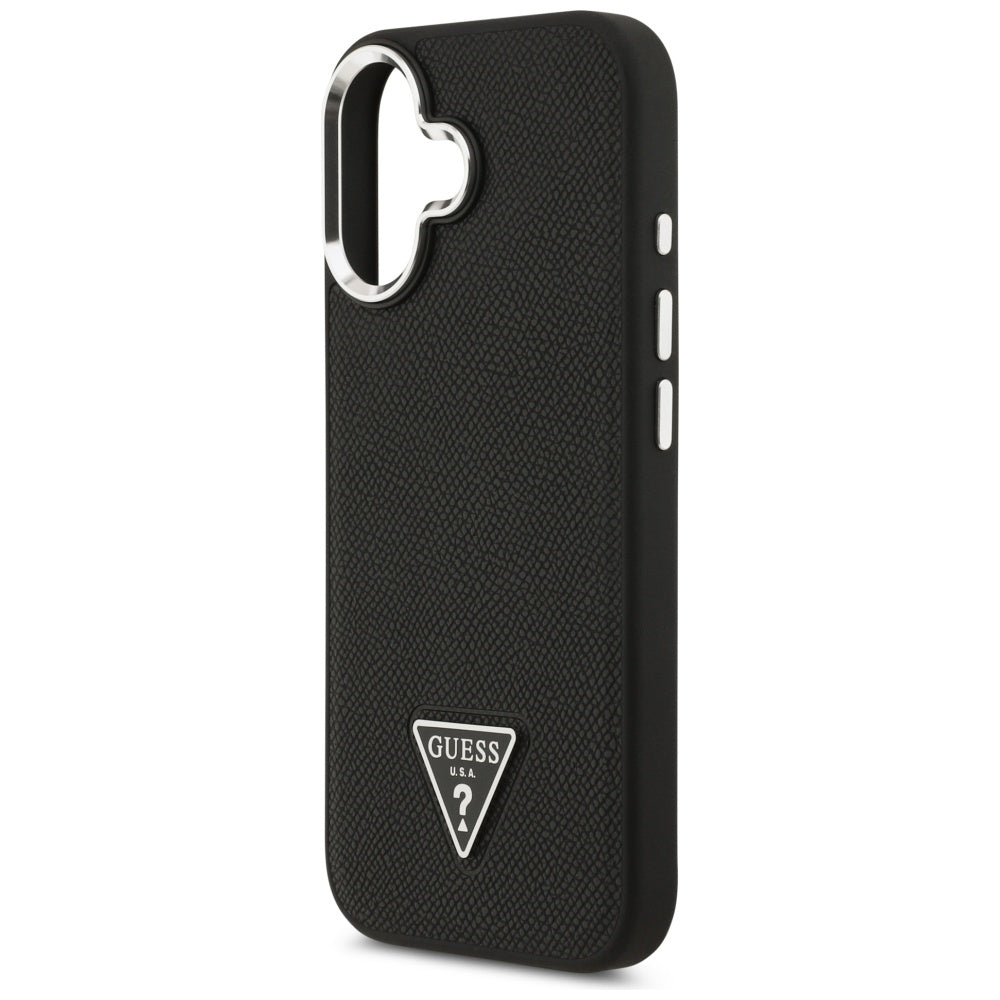 Калъф MagSafe за Apple iPhone 17, Guess, Grained Triangle Logo, Черен