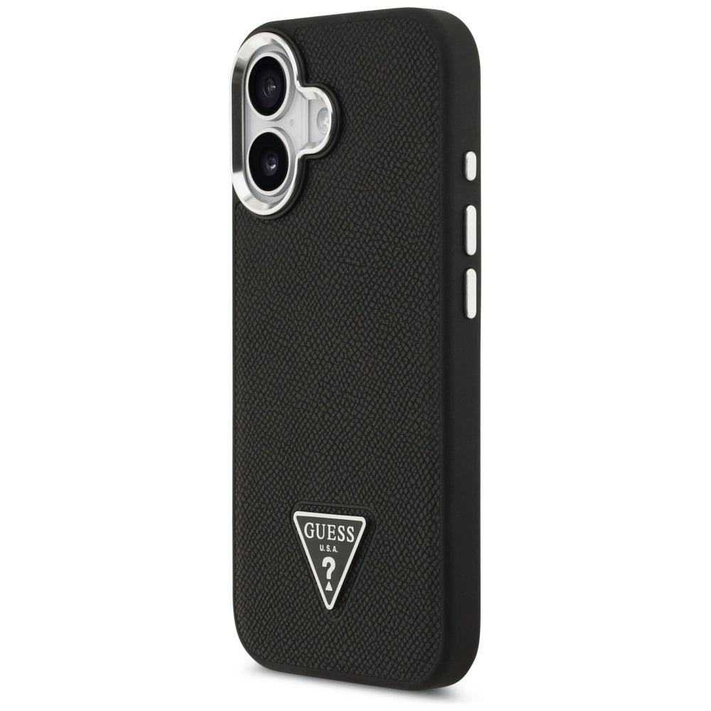 Калъф MagSafe за Apple iPhone 17, Guess, Grained Triangle Logo, Черен